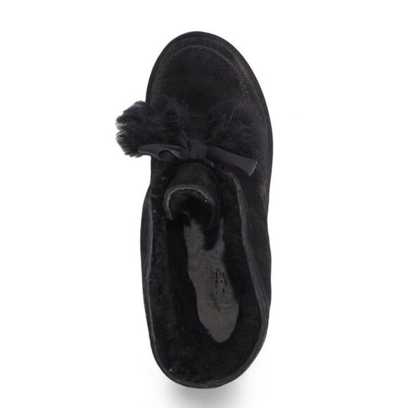 UGG Kallen Suede Moc Toe Pom Pop Suede Ankle Booties Black 1017541 Women's 7 - Picture 9 of 12